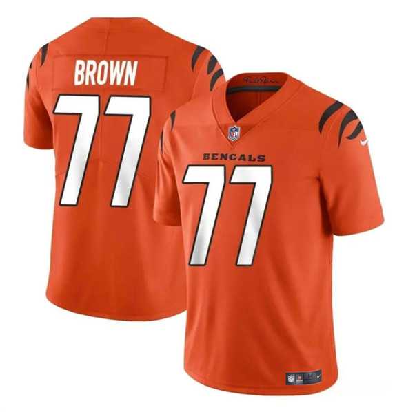 Youth Cincinnati Bengals #77 Trent Brown Orange Vapor Untouchable Limited Stitched Jersey Dzhi